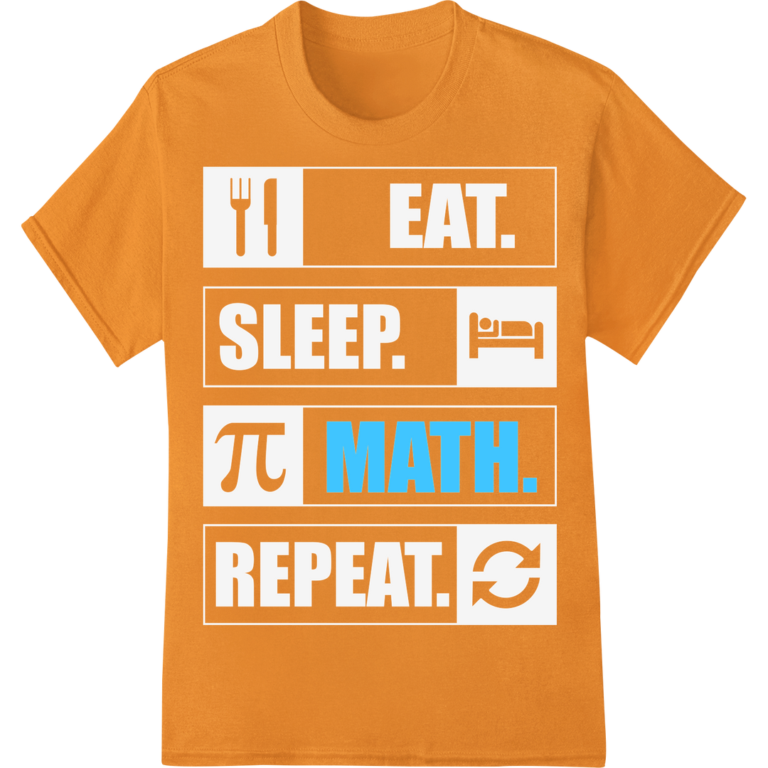 Bold 'MATH.' DTF Print Heat Transfer - Teacher Student Gear on orange shirt - SUPERDTF-DTF Prints-DTF Transfers-Custom DTF Prints