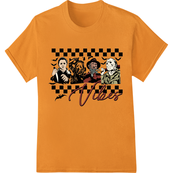 Halloween Horror 'Vibes' DTF Print Transfer on orange shirt - SUPERDTF-DTF Prints-DTF Transfers-Custom DTF Prints