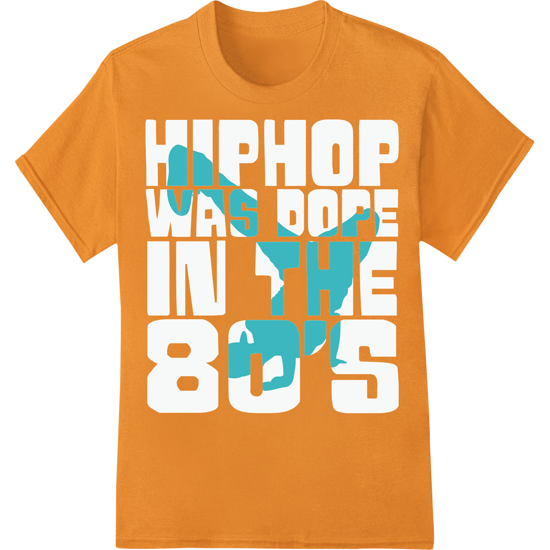 Retro Hip-Hop Geometric 'DESIGN' DTF Print Heat Transfer on orange shirt - SUPERDTF-DTF Prints-DTF Transfers-Custom DTF Prints