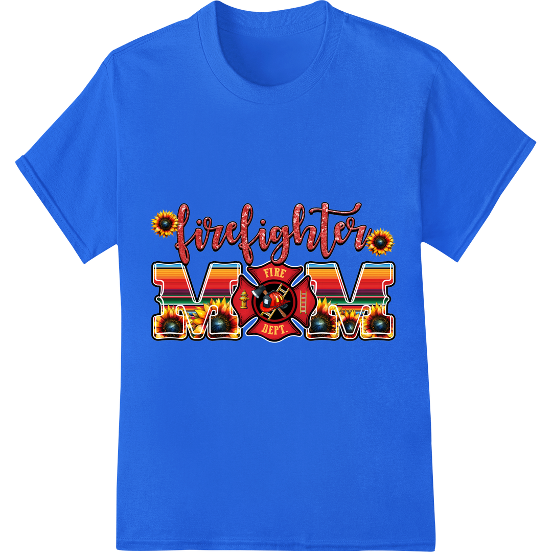 Bold Firefighter Mom DTF Print Heat Transfer | Mother's Day on blue shirt - SUPERDTF-DTF Prints-DTF Transfers-Custom DTF Prints