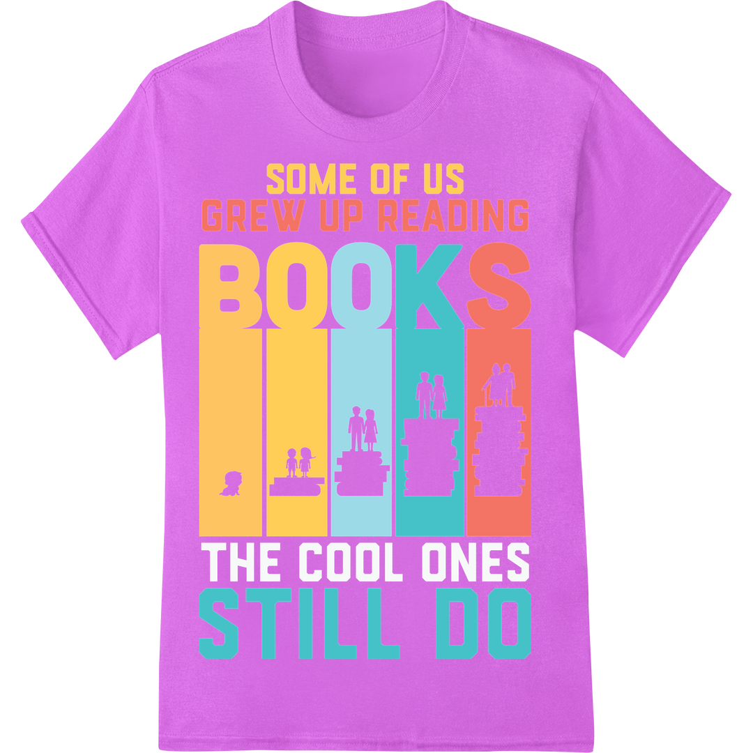 Celebrate Your Love for Books with This Vibrant DTF Print on purple shirt - SUPERDTF-DTF Prints-DTF Transfers-Custom DTF Prints