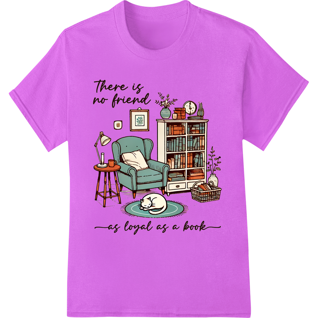 Loyal Books: Cozy Reading Nook DTF Print Heat Transfer on purple shirt - SUPERDTF-DTF Prints-DTF Transfers-Custom DTF Prints