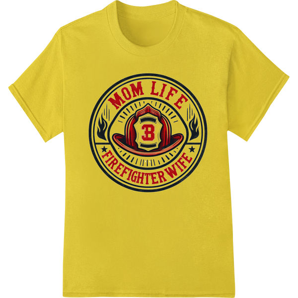 Mom Life Firefighter Wife DTF Print | Bold Red & Black on yellow shirt - SUPERDTF-DTF Prints-DTF Transfers-Custom DTF Prints