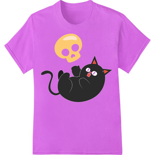 Adorable Halloween Cat Dad Skull DTF Print Heat Transfer on purple shirt - SUPERDTF-DTF Prints-DTF Transfers-Custom DTF Prints