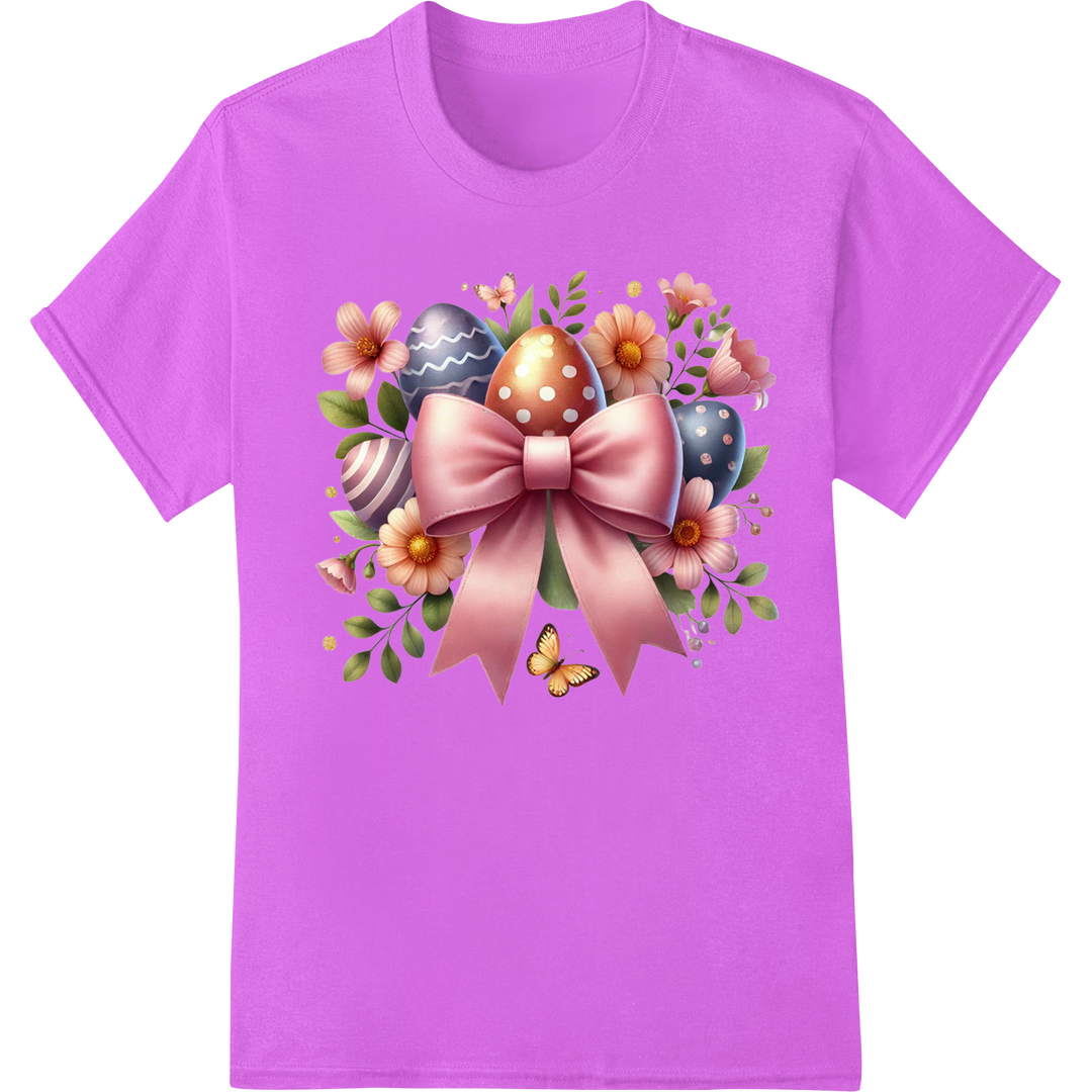 Enchanting Easter Eggs in Bloom DTF Heat Transfer Print on purple shirt - SUPERDTF-DTF Prints-DTF Transfers-Custom DTF Prints