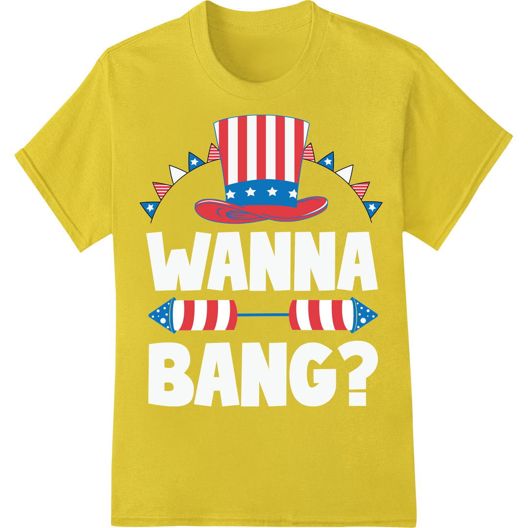 Patriotic Uncle Sam Hat DTF Print Heat Transfer | 4th of July on yellow shirt - SUPERDTF-DTF Prints-DTF Transfers-Custom DTF Prints