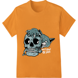 Vibrant custom garment printing print on Menacing Zombie Skull - Edgy Halloween DTF Print Transfer