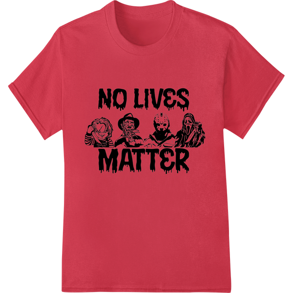 Haunting 'NO LIVES MATTER' Gothic Zombie DTF Print Transfer on red shirt - SUPERDTF-DTF Prints-DTF Transfers-Custom DTF Prints