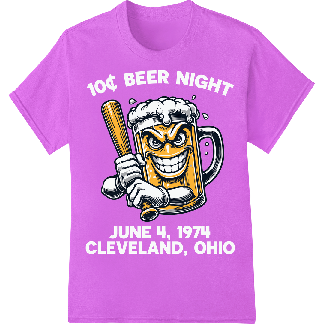 Jolly Beer Mug Mascot DTF Print for Oktoberfest Gear on purple shirt - SUPERDTF-DTF Prints-DTF Transfers-Custom DTF Prints