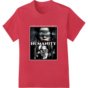 Innovative t shirt prints design on Glitchy Robotic Face Proclaiming HUMANITY Dystopian DTF Print