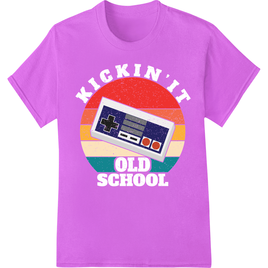 Level Up Your Style with this Retro Gaming DTF Transfer Print on purple shirt - SUPERDTF-DTF Prints-DTF Transfers-Custom DTF Prints