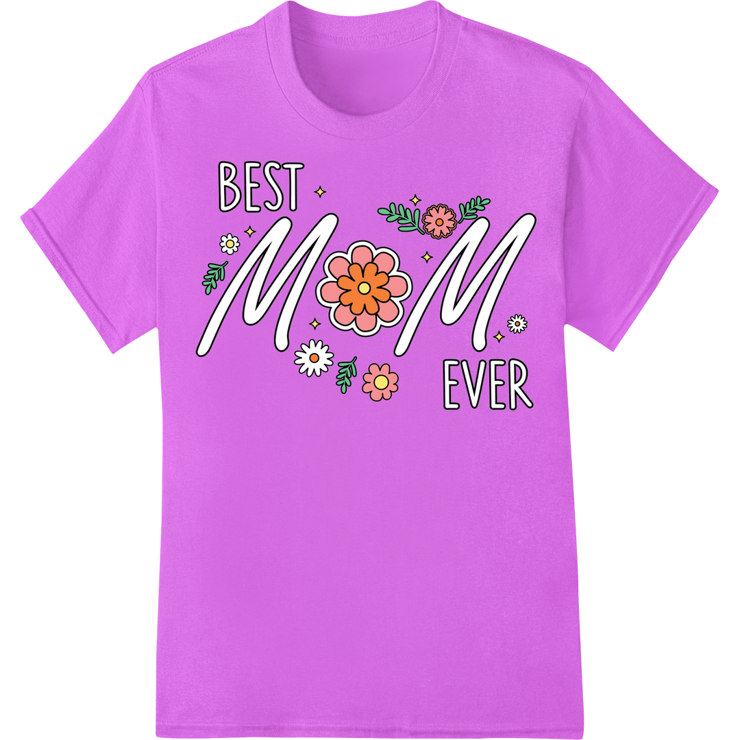 Retro Best Mom Ever DTF Print Heat Transfer | Mother's Day on purple shirt - SUPERDTF-DTF Prints-DTF Transfers-Custom DTF Prints