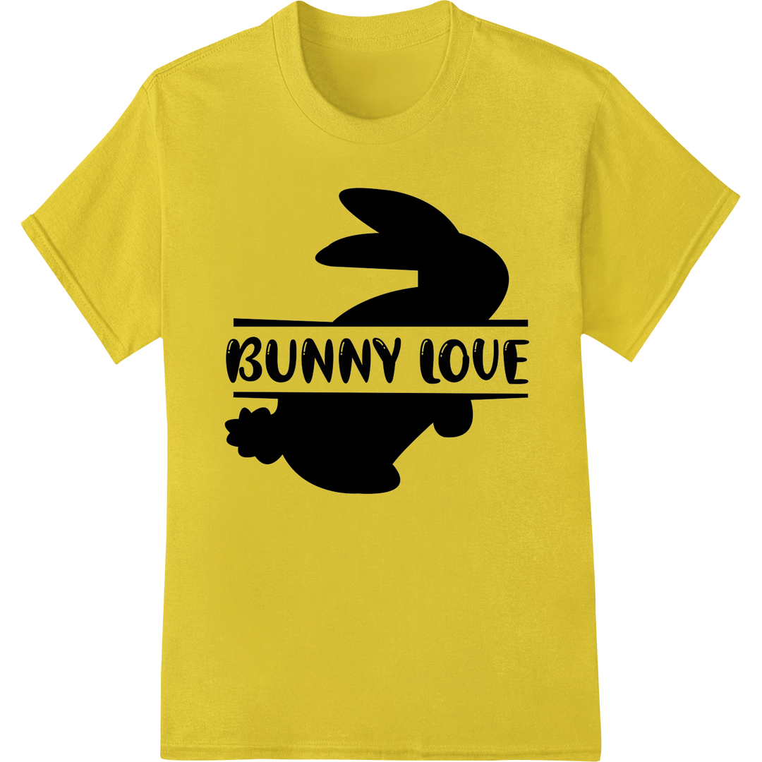 Hop into Easter Style with our Adorable 'Bunny Love' DTF Print on yellow shirt - SUPERDTF-DTF Prints-DTF Transfers-Custom DTF Prints