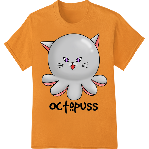 Adorable Octopus Cartoon - Cute & Funny Animal DTF Print on orange shirt - SUPERDTF-DTF Prints-DTF Transfers-Custom DTF Prints