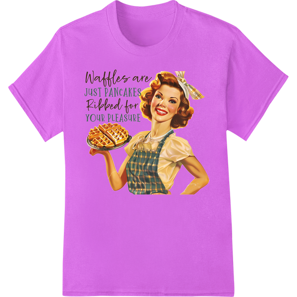 Retro Housewife's Cheeky Waffle Wisdom DTF Transfer Print on purple shirt - SUPERDTF-DTF Prints-DTF Transfers-Custom DTF Prints