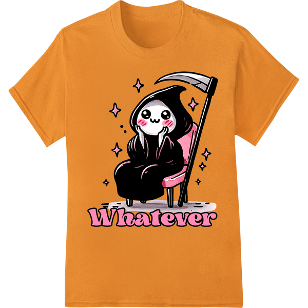 Adorable Grim Reaper DTF Print Heat Transfer | Kawaii Gothic on orange shirt - SUPERDTF-DTF Prints-DTF Transfers-Custom DTF Prints