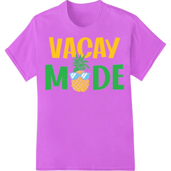 Retro 'VACAY MODE' DTF Print Heat Transfer | Summer Fun on purple shirt - SUPERDTF-DTF Prints-DTF Transfers-Custom DTF Prints