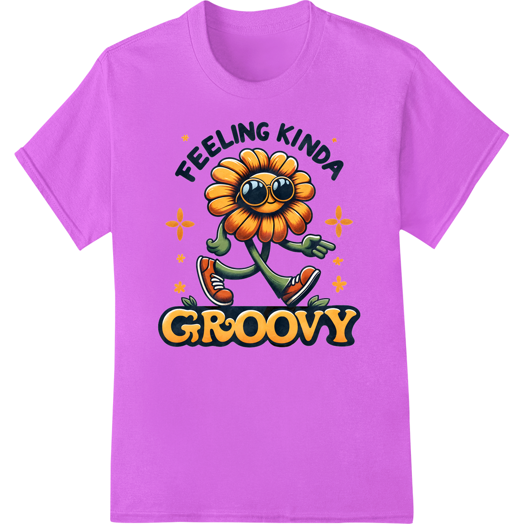 Groovy Retro Sunflower DTF Heat Transfer | Hippie Vibes on purple shirt - SUPERDTF-DTF Prints-DTF Transfers-Custom DTF Prints