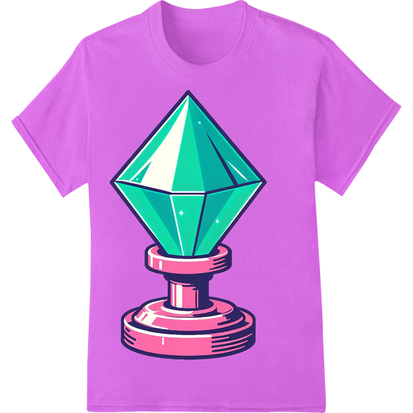 Dazzling Emerald Crystal Diamond Design on purple shirt - SUPERDTF-DTF Prints-DTF Transfers-Custom DTF Prints