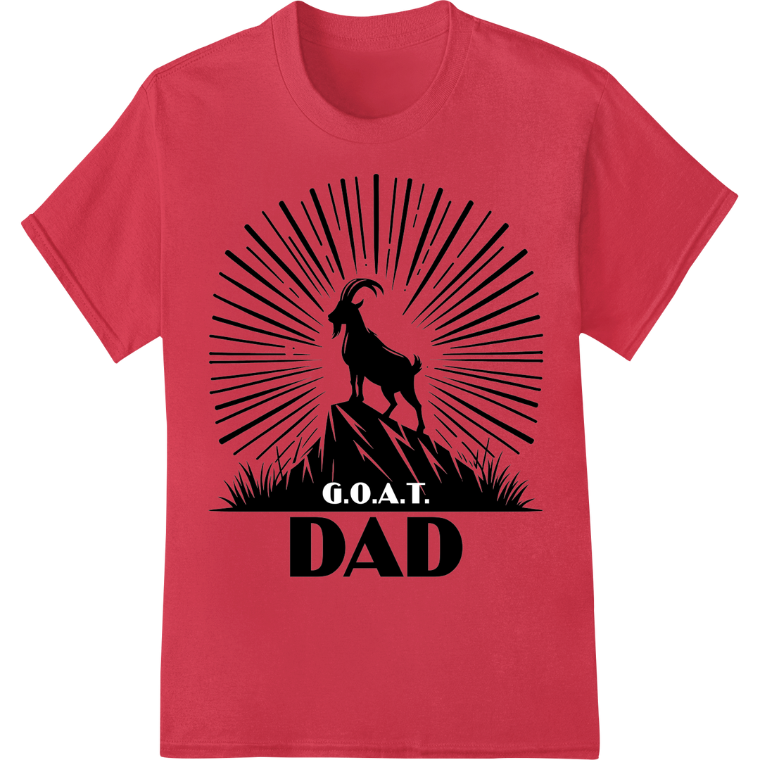 G.O.A.T. DAD: Celebrate the World's Greatest Fathers on red shirt - SUPERDTF-DTF Prints-DTF Transfers-Custom DTF Prints