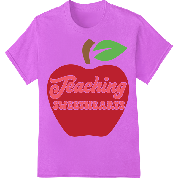 Adorable 'Teaching Sweethearts' Valentine's Day DTF Print on purple shirt - SUPERDTF-DTF Prints-DTF Transfers-Custom DTF Prints