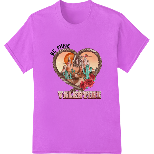 Adorable Wild West Cactus Couple Valentine's DTF Print on purple shirt - SUPERDTF-DTF Prints-DTF Transfers-Custom DTF Prints