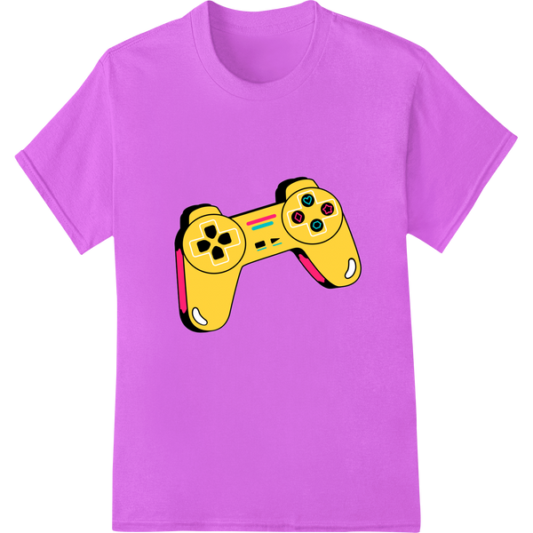 Retro Gaming Controller Character DTF Print Heat Transfer on purple shirt - SUPERDTF-DTF Prints-DTF Transfers-Custom DTF Prints