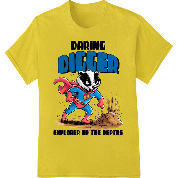 Sarcastic Badger Superhero Animal DTF Print Transfer on yellow shirt - SUPERDTF-DTF Prints-DTF Transfers-Custom DTF Prints