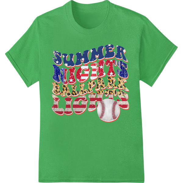 Stars & Stripes Baseball Heat Transfer - Super DTF Print on green shirt - SUPERDTF-DTF Prints-DTF Transfers-Custom DTF Prints