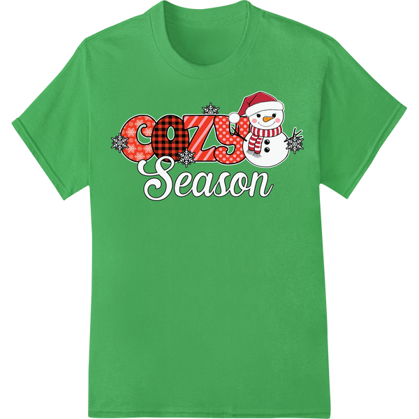 Cozy Christmas Cheer: Festive DTF Heat Transfer Print on green shirt - SUPERDTF-DTF Prints-DTF Transfers-Custom DTF Prints