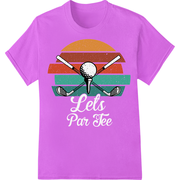 Sunset Swing: Eye-Catching Golf DTF Print Heat Transfer on purple shirt - SUPERDTF-DTF Prints-DTF Transfers-Custom DTF Prints