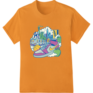 Personalized dtf printer design for Whimsical Cityscape Sneakers: Bold DTF Print Heat Transfer