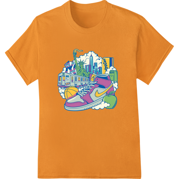 Personalized dtf printer design for Whimsical Cityscape Sneakers: Bold DTF Print Heat Transfer