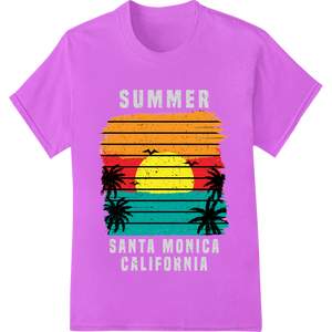 Vibrant DTF printing experts print on Endless Summer Vibes: Santa Monica Sunset Adventure