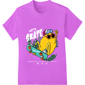 Premium quality custom garment printing on Rad Skateboarding Duck Cartoon - Vibrant DTF Heat Transfer