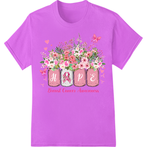 Blooming Hope - Breast Cancer Awareness Floral Design on purple shirt - SUPERDTF-DTF Prints-DTF Transfers-Custom DTF Prints