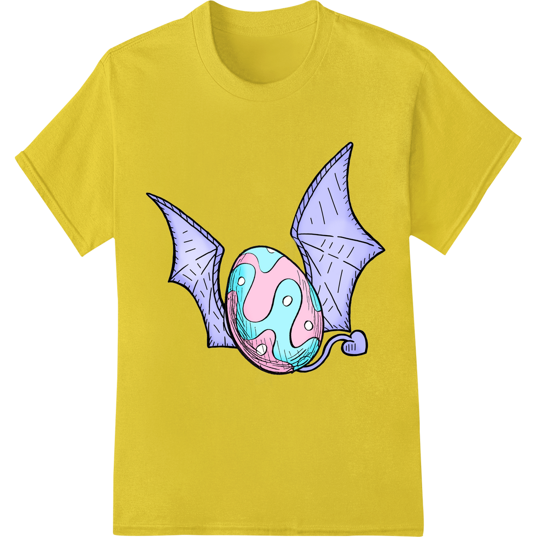 Enchanting Easter Egg with Bat Wings DTF Print Transfer on yellow shirt - SUPERDTF-DTF Prints-DTF Transfers-Custom DTF Prints