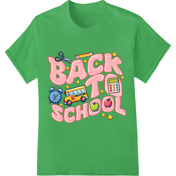 Playful Back-to-School DTF Print Heat Transfer for Teachers on green shirt - SUPERDTF-DTF Prints-DTF Transfers-Custom DTF Prints