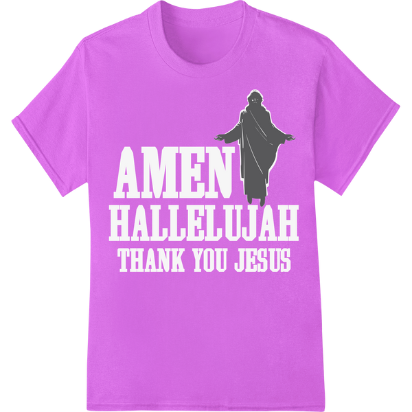 Powerful Jesus Silhouette DTF Print for Easter Crafts & Gifts on purple shirt - SUPERDTF-DTF Prints-DTF Transfers-Custom DTF Prints