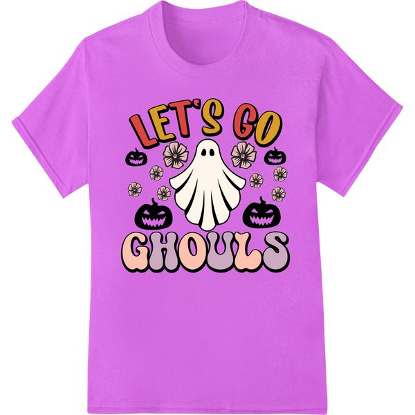 Vibrant garment printing print on Spooky 'Let's Go Ghouls' Halloween Ghost DTF Print Design