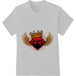 Durable bulk t-shirt printing applied to Crowned Winged Heart: Bold Valentine's Day DTF Print