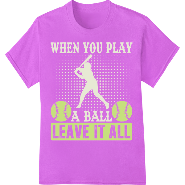 Baseball Motivational DTF Print - Give Your All On The Field on purple shirt - SUPERDTF-DTF Prints-DTF Transfers-Custom DTF Prints