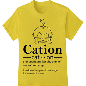 Custom heat transfer design - Clever Cation Cat Chemistry Pun