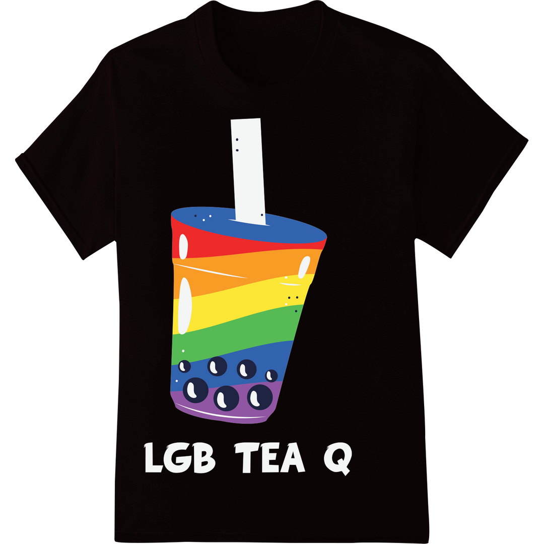 Vibrant Rainbow Pride Cup DTF Print Heat Transfer Design on black shirt - SUPERDTF-DTF Prints-DTF Transfers-Custom DTF Prints