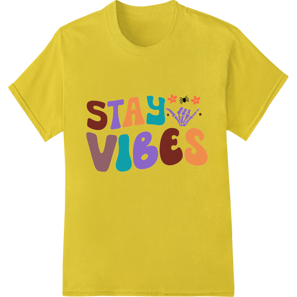 Innovative digital printing design on Colorful 'STAY VIBES' Typography DTF Print Heat Transfer