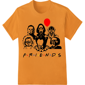 Durable direct to film printing applied to Scary 'FRIENDS' Horror Villains Halloween DTF Print