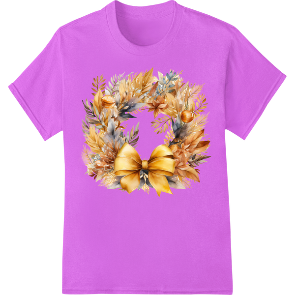 Autumn Abundance Thanksgiving Wreath DTF Heat Transfer on purple shirt - SUPERDTF-DTF Prints-DTF Transfers-Custom DTF Prints