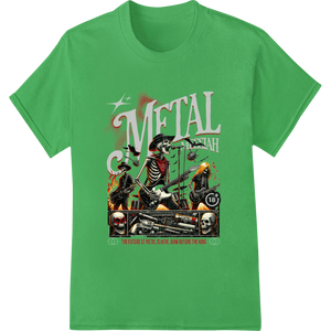 Rockin' Skeleton Band - Edgy Halloween Metal Concert with custom high-quality t-shirt printing artwork