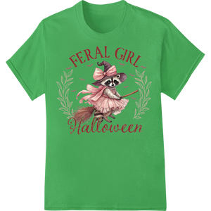 Feral Girl Halloween: Adorable Raccoon Ballerina Witch showcasing advanced apparel decoration technology