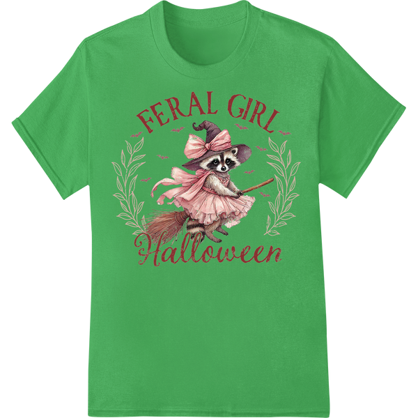 Feral Girl Halloween: Adorable Raccoon Ballerina Witch showcasing advanced apparel decoration technology